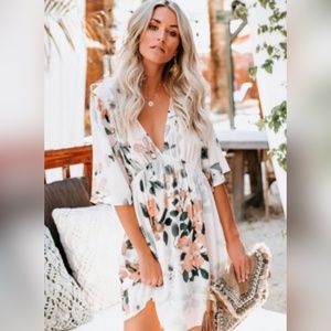 White Hawaiian Babydoll Floral Dress